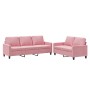 Pink velvet 2-piece sofa set with cushions by , Sofas - Ref: Foro24-3201519, Price: 541,37 €, Discount: %