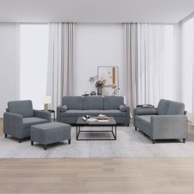 Dark gray velvet 4-piece sofa set with cushions by , Sofas - Ref: Foro24-3201965, Price: 717,99 €, Discount: %