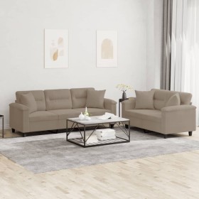 Sofa set with cushions 2 pieces taupe gray microfiber fabric by , Sofas - Ref: Foro24-3202350, Price: 568,99 €, Discount: %