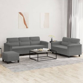 Sofagarnitur mit Kissen, 3-teilig, dunkelgrauer Mikrofaserstoff von , Sofas - Ref: Foro24-3202346, Preis: 607,99 €, Rabatt: %