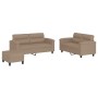 Cappuccino synthetic leather 3-piece sofa set with cushions by , Sofas - Ref: Foro24-3202371, Price: 527,50 €, Discount: %