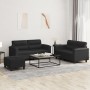 3-piece black synthetic leather sofa set with cushions by , Sofas - Ref: Foro24-3202367, Price: 536,10 €, Discount: %