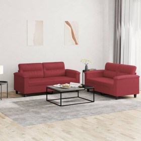 Sofa set with cushions 2 pieces red synthetic leather by , Sofas - Ref: Foro24-3202365, Price: 489,99 €, Discount: %