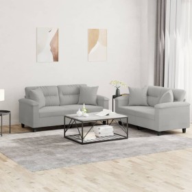 2-piece light gray microfiber fabric sofa set with cushions by , Sofas - Ref: Foro24-3202327, Price: 520,99 €, Discount: %