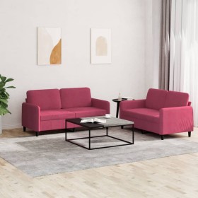 Red velvet 2-piece sofa set by , Sofas - Ref: Foro24-3201978, Price: 442,29 €, Discount: %