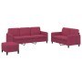 Red velvet 3-piece sofa set by , Sofas - Ref: Foro24-3202028, Price: 576,06 €, Discount: %