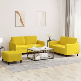 Yellow velvet 3-piece sofa set by , Sofas - Ref: Foro24-3201990, Price: 485,99 €, Discount: %