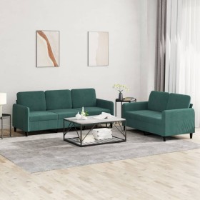 Zweiteilige Sofagarnitur aus dunkelgrünem Samt von , Sofas - Ref: Foro24-3202016, Preis: 525,99 €, Rabatt: %