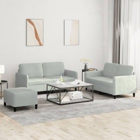 Dreiteilige Sofagarnitur aus hellgrauem Samt von , Sofas - Ref: Foro24-3201984, Preis: 477,32 €, Rabatt: %