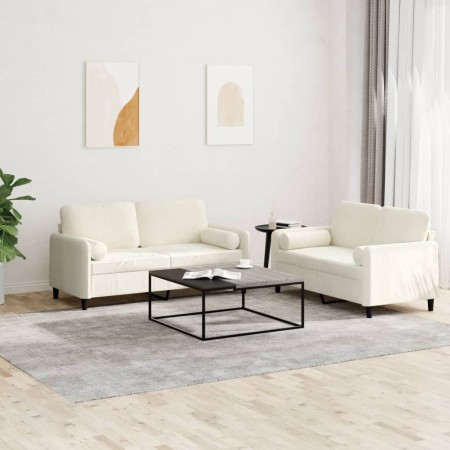 Cream velvet 2-piece sofa set with cushions by , Sofas - Ref: Foro24-3202002, Price: 451,75 €, Discount: %