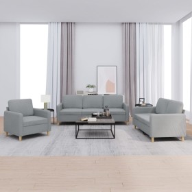 Sofa set with cushions 3 pieces light gray fabric by , Sofas - Ref: Foro24-3202054, Price: 688,14 €, Discount: %