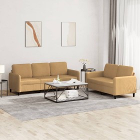 Brown velvet 2-piece sofa set by , Sofas - Ref: Foro24-3202021, Price: 503,99 €, Discount: %