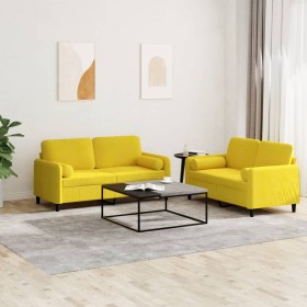 Yellow velvet 2-piece sofa set with cushions by , Sofas - Ref: Foro24-3202000, Price: 454,99 €, Discount: %