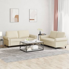 Zweiteilige Sofagarnitur aus cremefarbenem Kunstleder mit Kissen von , Sofas - Ref: Foro24-3202151, Preis: 475,99 €, Rabatt: %