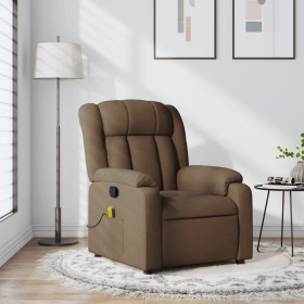 Sillón reclinable con masaje de tela marrón de , Sillones - Ref: Foro24-373590, Precio: 240,99 €, Descuento: %