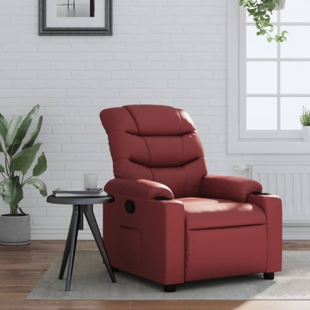 Sillón reclinable de cuero sintético rojo tinto de , Sillones - Ref: Foro24-374137, Precio: 243,39 €, Descuento: %