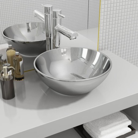 Washbasin 32.5x14 cm silver ceramic by vidaXL, Sinks - Ref: Foro24-143483, Price: 66,99 €, Discount: %