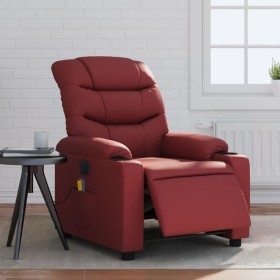 Sillón masaje reclinable eléctrico cuero sintético rojo tinto de , Sillones - Ref: Foro24-3206596, Precio: 286,30 €, Descuent...