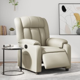 Sillón reclinable eléctrico de cuero sintético crema de , Sillones - Ref: Foro24-3205251, Precio: 272,99 €, Descuento: %