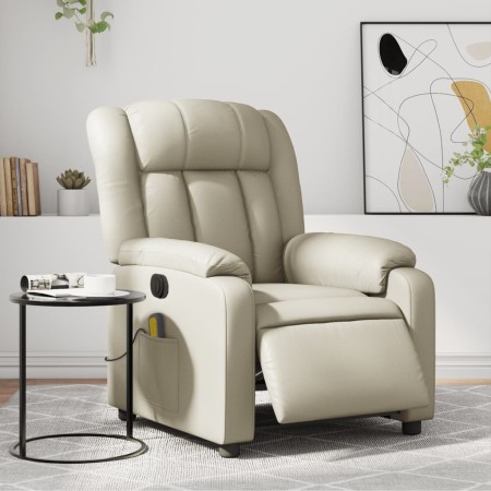 Reclining electric massage armchair in cream synthetic leather by , Armchairs - Ref: Foro24-3205258, Price: 289,41 €, Discoun...