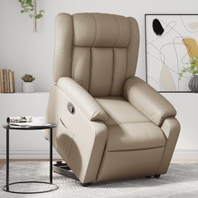 Sillón reclinable elevable cuero artificial color capuchino de , Sillones - Ref: Foro24-3205270, Precio: 337,99 €, Descuento: %