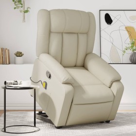 Cream-colored artificial leather foot massage recliner by , Armchairs - Ref: Foro24-3205272, Price: 303,44 €, Discount: %