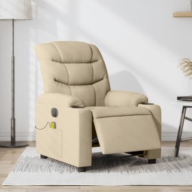 Sillón reclinable de masaje eléctrico tela color crema de , Sillones - Ref: Foro24-3206644, Precio: 273,64 €, Descuento: %