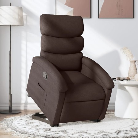 Sillón reclinable elevable tela marrón oscuro de , Sillones - Ref: Foro24-3203983, Precio: 268,21 €, Descuento: %