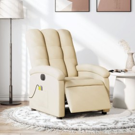 Sillón reclinable de masaje eléctrico tela color crema de , Sillones - Ref: Foro24-3204089, Precio: 254,83 €, Descuento: %