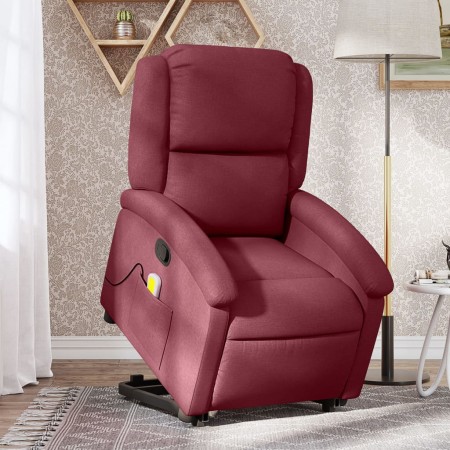 Sillón reclinable de masaje elevable tela rojo tinto de , Sillones - Ref: Foro24-3204179, Precio: 290,78 €, Descuento: %