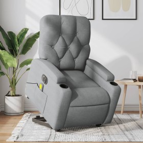 Liftable reclining electric massage chair light gray fabric by , Armchairs - Ref: Foro24-3204746, Price: 345,26 €, Discount: %