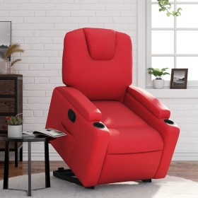 Sillón reclinable elevable cuero artificial rojo de , Sillones - Ref: Foro24-3204435, Precio: 365,99 €, Descuento: %