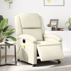 Sillón de masaje reclinable eléctrico cuero sintético crema de , Sillones - Ref: Foro24-3204220, Precio: 270,82 €, Descuento: %