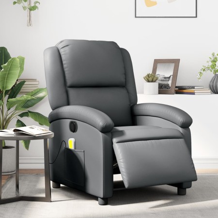 Reclining electric massage armchair in gray synthetic leather by , Armchairs - Ref: Foro24-3204222, Price: 262,27 €, Discount: %