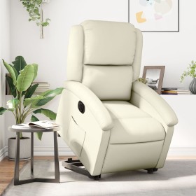 Sillón reclinable elevable eléctrico de cuero sintético crema de , Sillones - Ref: Foro24-3204241, Precio: 309,20 €, Descuent...