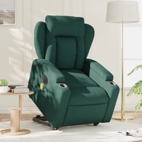 Electric massage chair with adjustable recliner, dark green fabric by , Armchairs - Ref: Foro24-3204524, Price: 338,57 €, Dis...