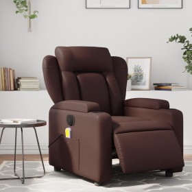 Reclining electric massage armchair in brown synthetic leather by , Armchairs - Ref: Foro24-3204539, Price: 289,99 €, Discoun...