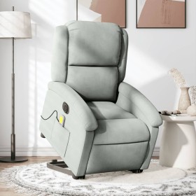 Light gray velvet liftable reclining massage chair by , Armchairs - Ref: Foro24-3204333, Price: 328,43 €, Discount: %