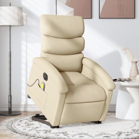 Liftable reclining electric massage chair cream fabric by , Armchairs - Ref: Foro24-3204023, Price: 328,96 €, Discount: %