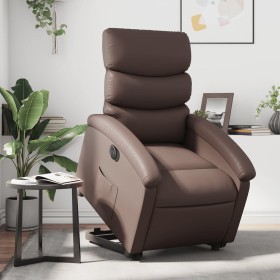 Sillón reclinable elevable eléctrico de cuero sintético marrón de , Sillones - Ref: Foro24-3204056, Precio: 295,32 €, Descuen...