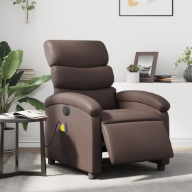 Sillón de masaje reclinable eléctrico cuero sintético marrón de , Sillones - Ref: Foro24-3204035, Precio: 249,99 €, Descuento: %