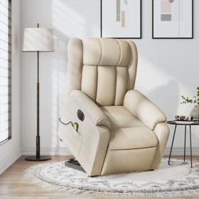 Liftable reclining electric massage chair cream fabric by , Armchairs - Ref: Foro24-3205361, Price: 345,99 €, Discount: %