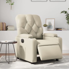 Sillón reclinable eléctrico de cuero sintético crema de , Sillones - Ref: Foro24-3204759, Precio: 285,39 €, Descuento: %