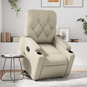 Sillón reclinable elevable cuero artificial color crema de , Sillones - Ref: Foro24-3204773, Precio: 283,37 €, Descuento: %