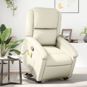 Cream-colored artificial leather foot massage recliner by , Armchairs - Ref: Foro24-3204234, Price: 292,35 €, Discount: %