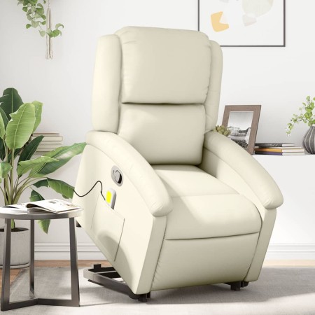 Cream-colored artificial leather foot massage recliner by , Armchairs - Ref: Foro24-3204234, Price: 293,73 €, Discount: %