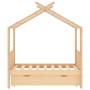 Estructura de cama infantil con cajón madera de pino 70x140 cm de vidaXL, Cunas y camas para niños - Ref: Foro24-322145, Prec...