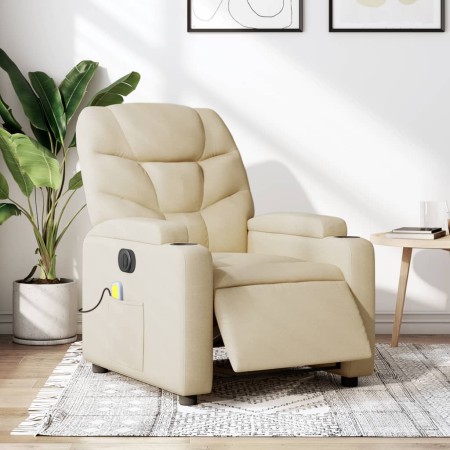 Sillón reclinable de masaje eléctrico tela color crema de , Sillones - Ref: Foro24-3204593, Precio: 237,99 €, Descuento: %