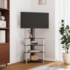 Corner TV cabinet 4 levels for 32-70 inches black silver by , TV Furniture - Ref: Foro24-358182, Price: 107,99 €, Discount: %