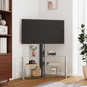 Corner TV cabinet 3 levels for 32-70 inches black silver by , TV Furniture - Ref: Foro24-358180, Price: 104,30 €, Discount: %